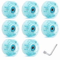 8 Piece Glitter Light Up Roller Skate Wheels Luminous Skate Wheels with Bearings Installed 58x32mm 82A Blue