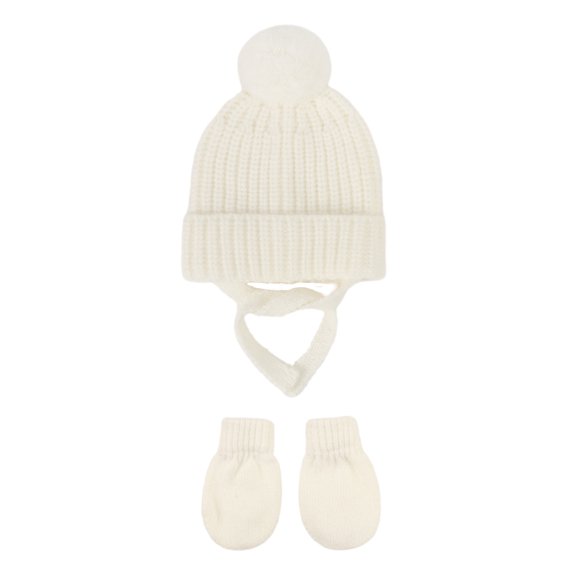 Baby Knitted Hat Soft & Comfortable Warm Bonnet Caps with Gloves Unisex for Boys Girls Solid Color Infants Knitwear