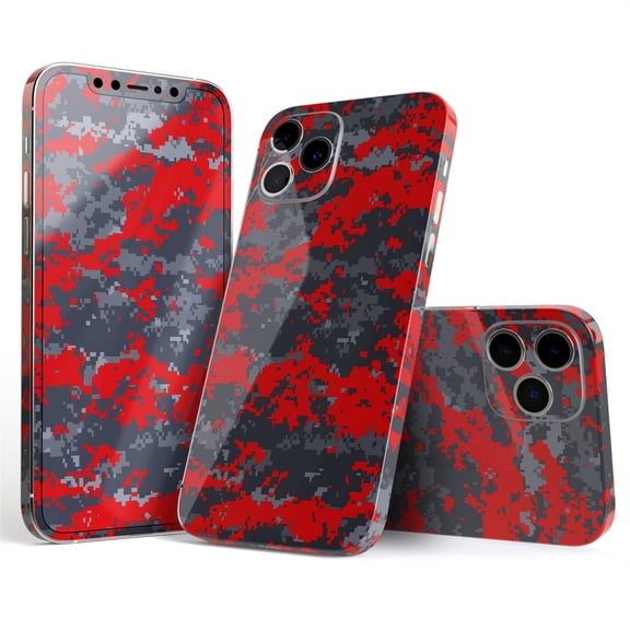 DesignSkinz Red and Gray Digital Camouflage Full-Body Skin Decal Wrap Cover for iPhone 16