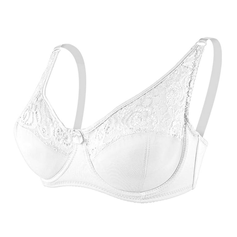 Women's Cotton Full Coverage Wirefree Non-padded Lace Plus Size Bra 38D