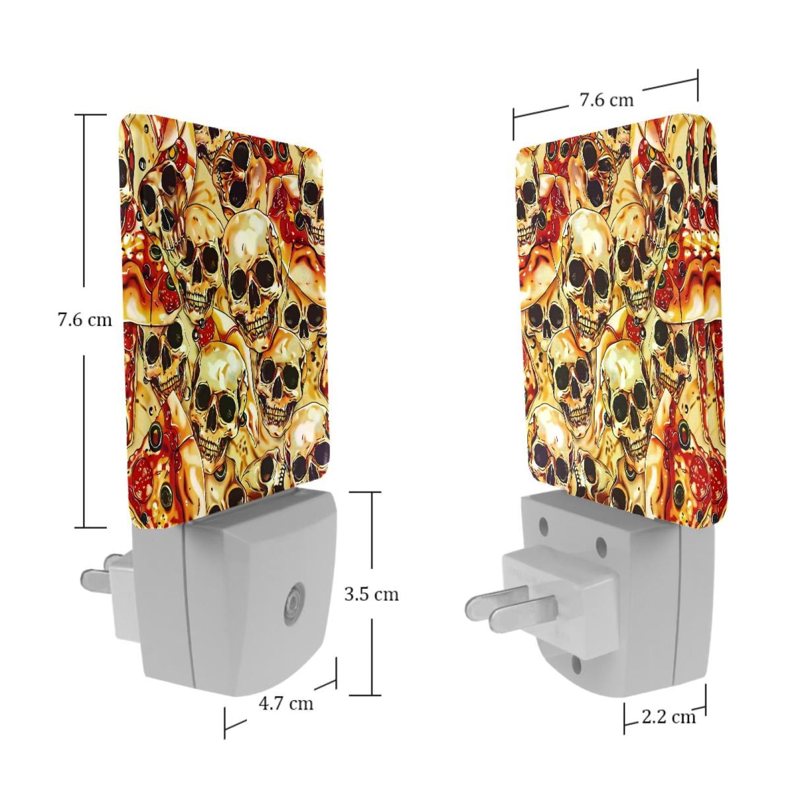 PhooArto Pizzas Skulls Pattern Plug in LED Night Light Auto Sensor Dusk to Dawn Decorative Night for Bedroom, Bathroom, Kitchen, Hallway, Stairs, Baby's Room, Energy Saving
