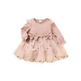 thumbnail image 1 of Bagilaanoe Toddler Baby Girl Dress Ruffle Long Sleeve A-line Princess Dresses 3M 6M 9M 12M 18M 24M 3T Kid Flower Embroidered Patchwork Tulle Skirt, 1 of 8