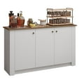 thumbnail image 2 of Madesa Home Bar Buffet Storage Cabinet with 3 Doors – Wooden Organization Unit for Kitchen, Dining Room, Ideal for Storing Glassware, Drinks, and Utensils – White, 2 of 8