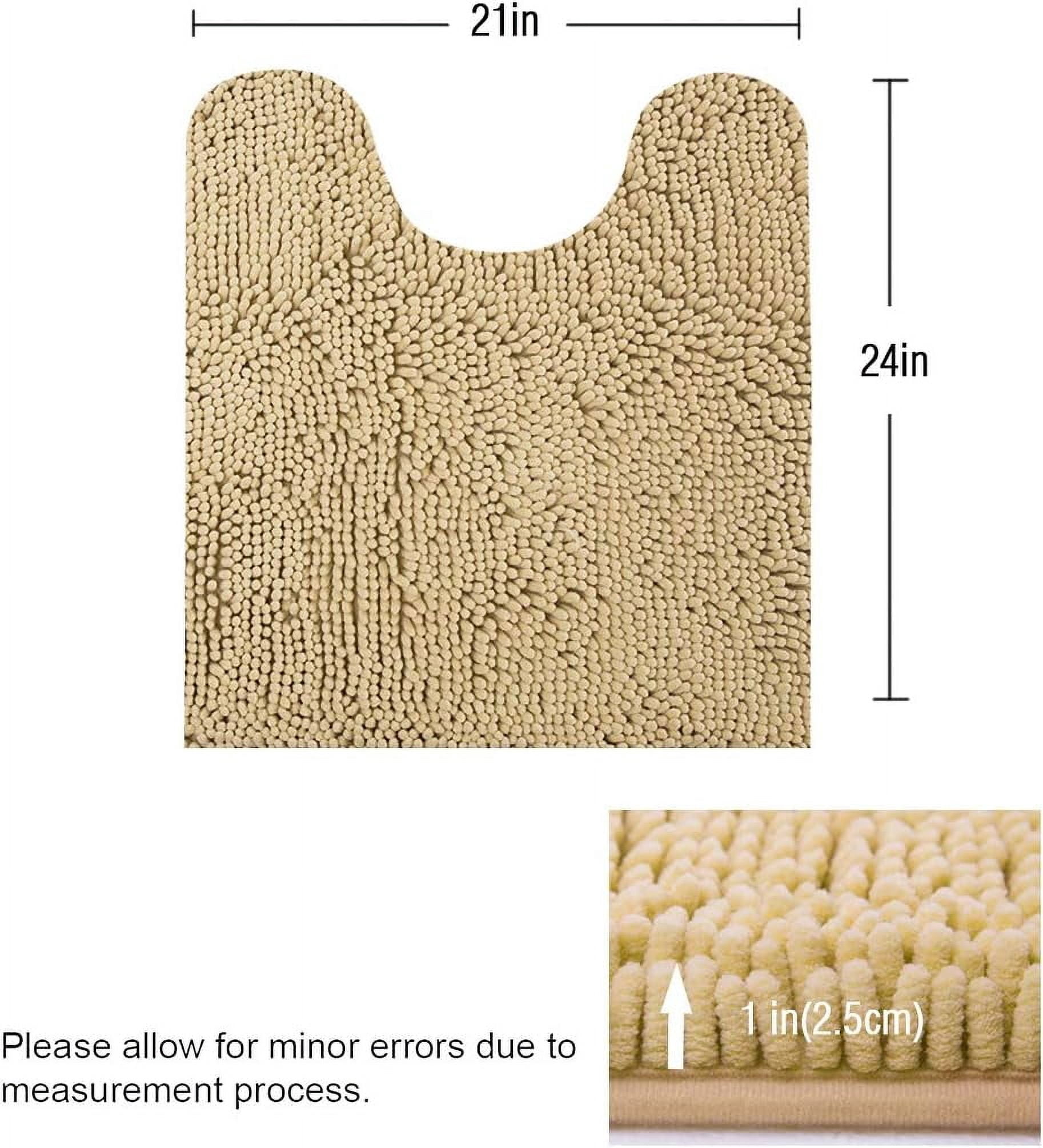 ITSOFT Luxury Bathroom Mats, Non-Slip Chenille Bathmat, Ultra Absorbent, U-Shaped, Beige