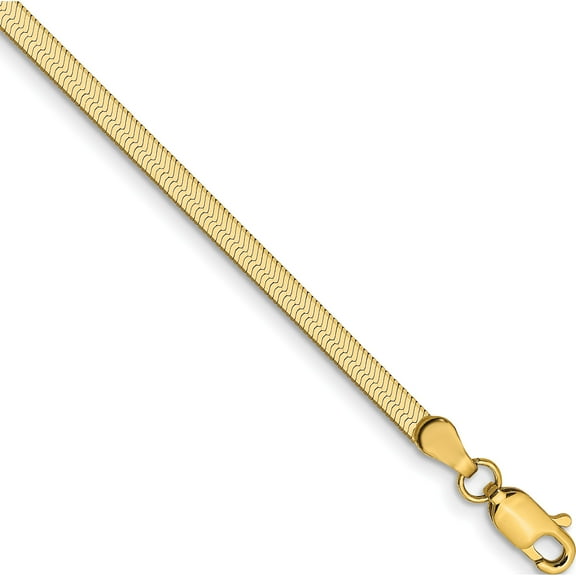 14K Yellow Gold 2.5Mm Silky Herringbone Chain (Width 2.5) (Length 7) - Jbsp