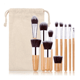 thumbnail image 1 of Brochas De Maquillaje Bambú Ecológicas 11 Pcs, Color Cafe Claro, 1 of 5