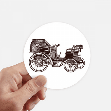 Classic Cars Flower Pattern Illustration Sticker Round Wall Suitcase Laptop Label Bumper