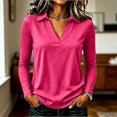 thumbnail image 2 of Garbnen Polo Shirt Women V Neck Women's Long Sleeve Shirt Casual Fitted Outdoor Lightweight Trendy Office Golf Shirts Women M, 2 of 8