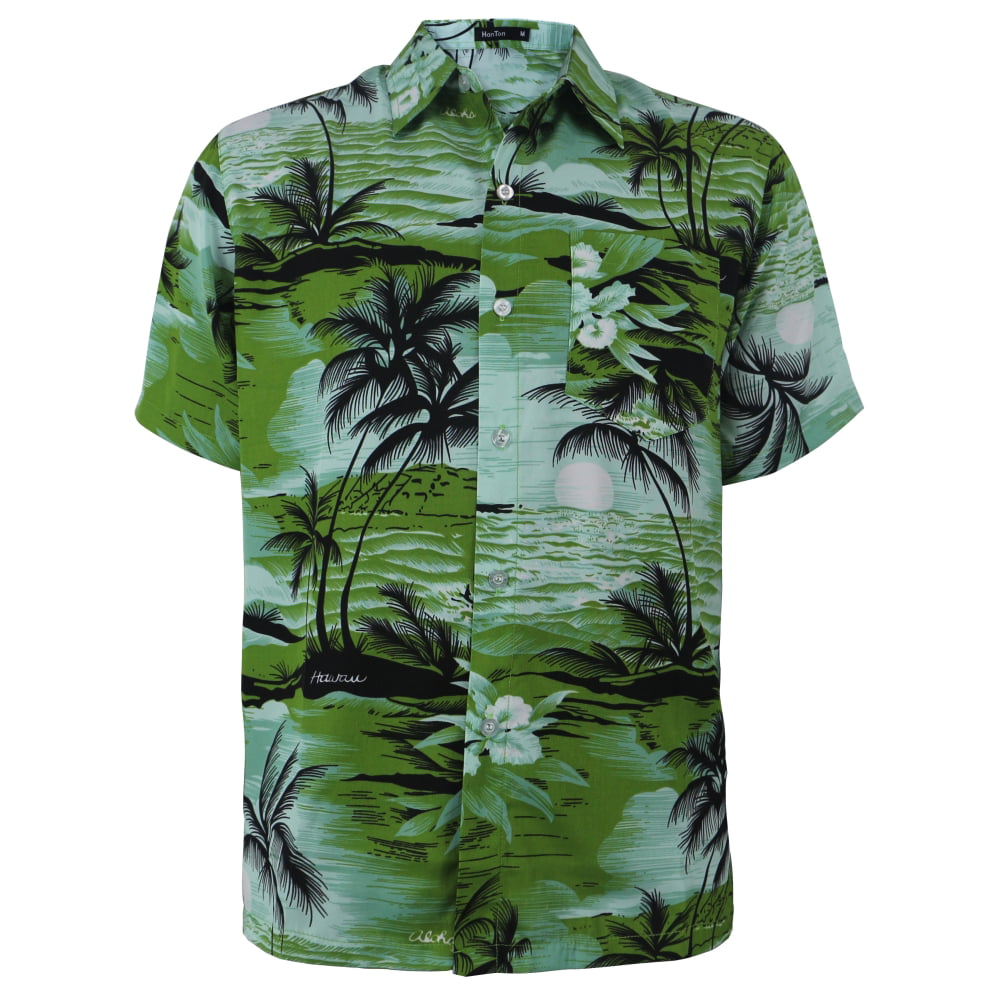 Men's Hawaiian Button Down Polo Shirt - Walmart.com