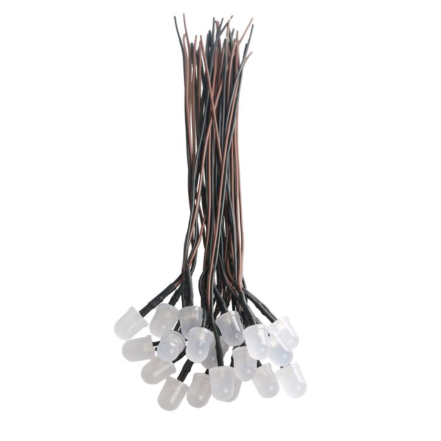 EDGELEC 50 piezas 12 voltios 10 mm luces LED blancas cálidas diodos emisores precableados 7,9 pulgadas CC 12 V luz LED lentes de colores difusos pequeñas lámparas LED