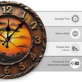 thumbnail image 2 of Wall Clock Decorative - Sunset Tree Print 2D Vintage Wall Clocks Battery Operated Silent Non-Ticking for Bedroom, Living Room, Kitchen, Office, Classroom, 10 Inch, 2 of 7
