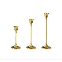Viroistara Gold Taper Candlestick Holders, Set of 3, Vintage Modern Decorative Centerpiece for Home, Weddings, Christmas, and Parties (Gold)