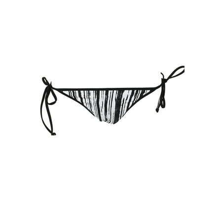 - Volcom Juniors Black White Stay Tuned Tie-Side Reversible Bikini Bottom L