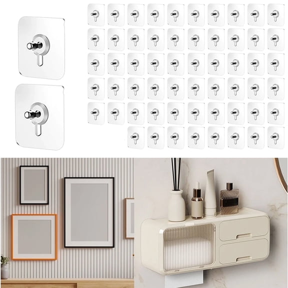 60pcs Drill Free Adhesive Hooks For Pictures New Drill Free Adhesive Hooks Wall Hangers Without Nails Adhesive Nail Hook Punch-Free No Drill Hanger Photo Pict
