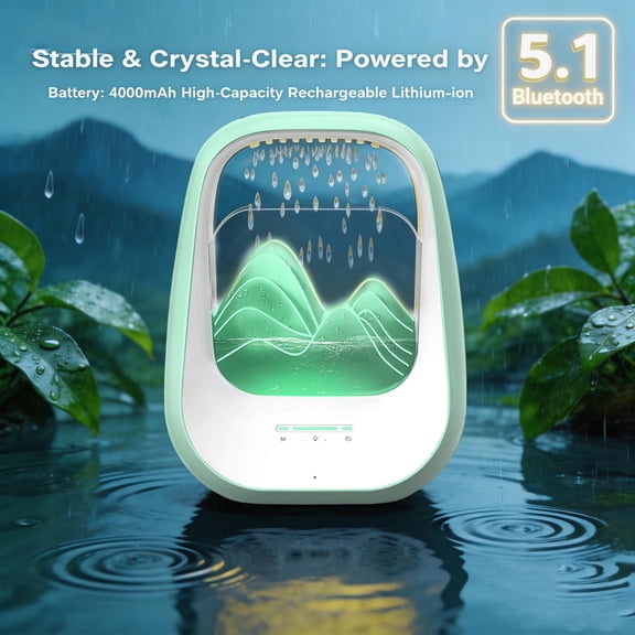 XRELIATECH Raindrop White Noise Machine with Humidifier&Bluetooth Speaker-Sleep Therapy for Adults,Library of Nature Sounds,7-Color Mood Light