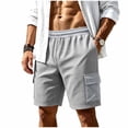 thumbnail image 2 of Men's Shorts with Pockets and Belt Loops Big and Tall Solid Color Work Pants Fashion Elastic Waist Drawstring Fifth Shorts, 2 of 7