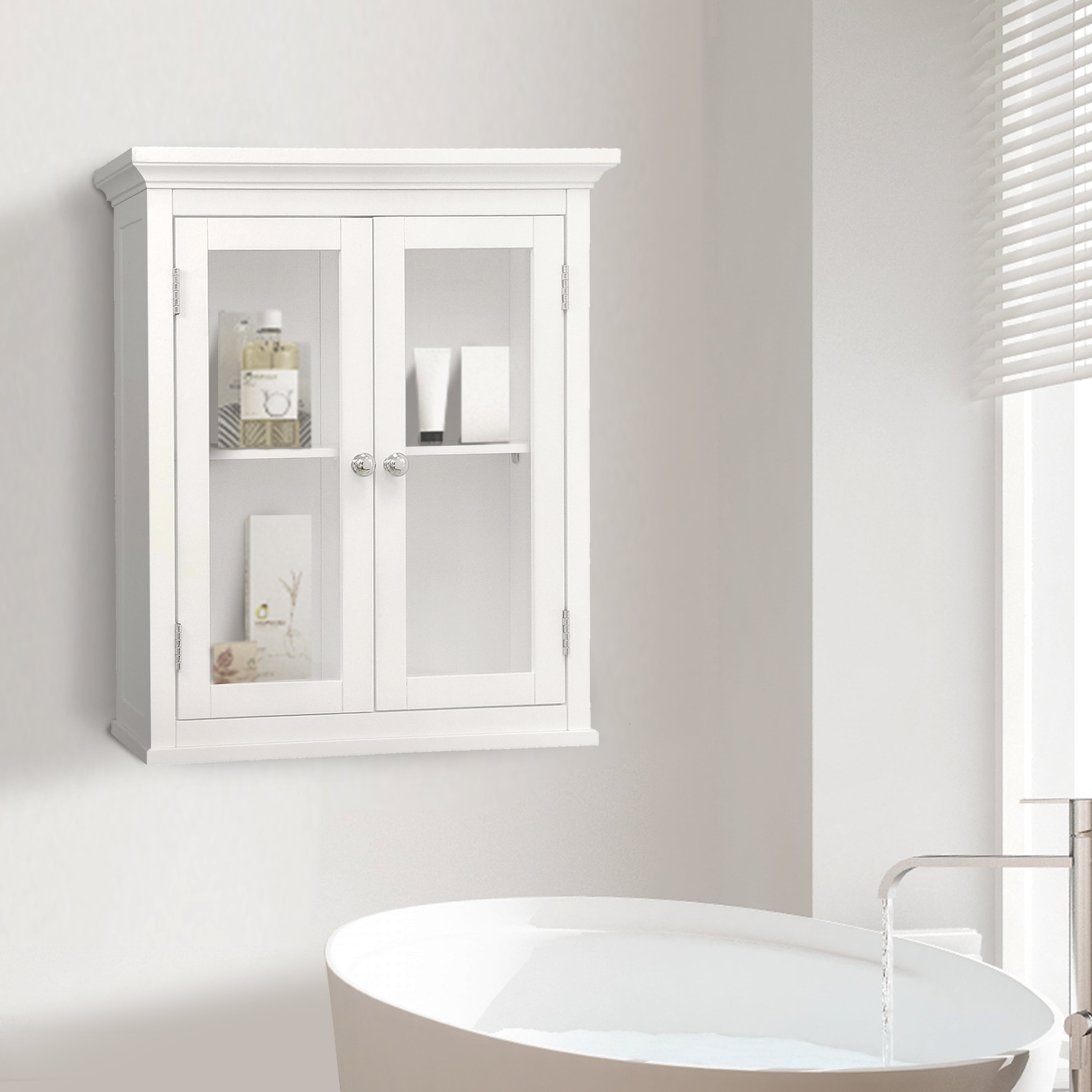 Teamson Home Madison Removable Wooden Wall Cabinet with 2 Doors, White