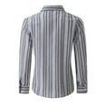 thumbnail image 3 of miqiqism Men Trendy Shirts Casual Striped Printed T-shirts Men's Slim Fit Button Down Blouses Comfy Long Sleeves Shirt Tops,Gray,Medium, 3 of 5