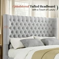 thumbnail image 5 of Amerlife Queen Bed Frame with 49” Upholstered Wingback Headboard, Noise-Free Platform Bed with Steel Frame and Slip-Resistant Edges, Light Grey, 5 of 10