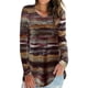 thumbnail image 5 of Qarigey Camiseta de mujer Otoño Impreso Cuello en V Top Top Blusa informal de manga larga Prendas para la parte del cuerpo Café M, 5 of 5