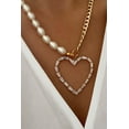 thumbnail image 2 of Oval Pearl Gold Chain Heart Necklace, 2 of 4
