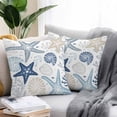 thumbnail image 2 of Throw Pillow Covers 16x16 Inch Set of 2, Blue Starfish Coastal Waterproof Outdoor Pillow Covers, Summer Beach Nautical Coral Sea Decorative Cushion Pillowcases for Couch, Sofa, Bed, Garden, Patio, 2 of 9