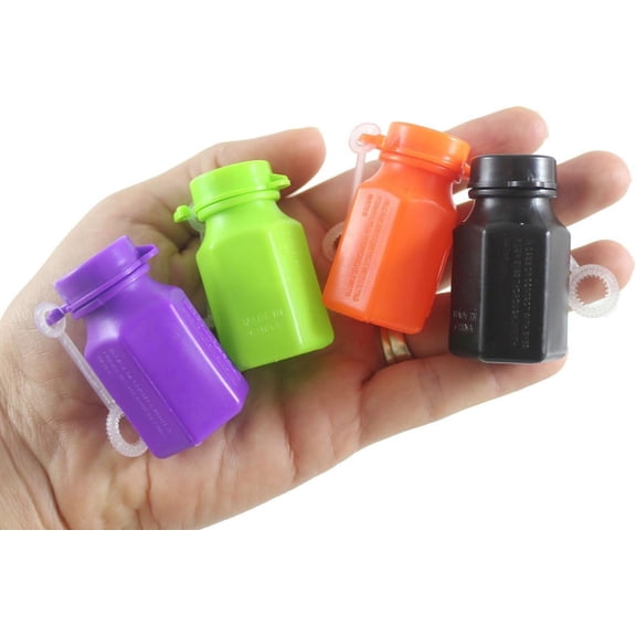 BULK 48 Halloween Mini Bubble Bottles - 4 Spooky Colors - Halloween Prize Toy Trick or Treat Favor - Party Favors (4 Dozen)