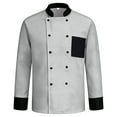thumbnail image 5 of GrmtClth Chef Coat Men Double-Breasted Personalized Cook Jacket Long Sleeve Comfy Soft Restaurant Uniform Light Gray 4XL, 5 of 5