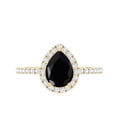 thumbnail image 4 of Rosec Jewels Black Onyx Teardrop Ring for Women with Diamond Halo (5X7 MM Pear Shape Onyx), 18K Yellow Gold, US 3.00, 4 of 8