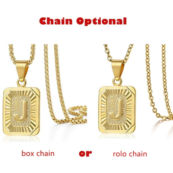 Hermah Womens Mens Gold Initial Letter Pendant Necklace Box Rolo Chain Optional