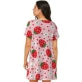 thumbnail image 3 of Strawberry Bear Women'S Nightgown Sleepwear Short Sleeves Nightshirt Loose Comfy Pajama 3x-Large, 3 of 8