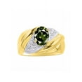 thumbnail image 1 of RYLOS Bagues pour Femmes Bague en Or Jaune 14K Pierre Précieuse Ovale 8X6MM et Diamants Design Classique Saphir Vert Bijoux pour Femmes Taille 10, 1 of 7