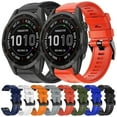 thumbnail image 3 of For Garmin Fenix 7s Sapphire Solar Metal Buckle Solid Color Silicone Watch Band, 3 of 4