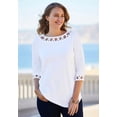 thumbnail image 3 of Jessica London Women's Plus Size Stretch Cotton Lattice Boatneck Tunic, 3 of 4