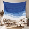 thumbnail image 2 of Ombre Blue Waves Tapestry for Bedroom Wall Hanging Tapestry, Abstract Art Gradient Modern Ceiling Backdrop Tapestries Poster Blanket Wall Decor for Teens Room Living Room Dorm 39" x 59", 2 of 8