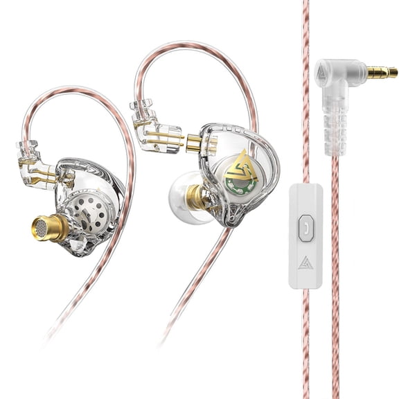 Cateissary Auriculares AK6 PLUS con gancho para la oreja, auriculares HiFi con conector de 3,5mm, auriculares dinámicos portátiles para correr y Cables de audio/vídeo Blanco con micrófono