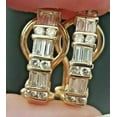 thumbnail image 3 of 2 Ct Baguette Cut Natural Moissanite Huggie Hoop Earrings 14k Yellow Gold Plated, 3 of 5