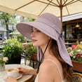 thumbnail image 6 of Outdoor Wide Brim Sun Protection Fisherman Hat, UPF 50+ Windproof Breathable Foldable, Adjustable Chin Strap, for Spring Summer Travel Hiking Leisure Beach, Purple, 6 of 6