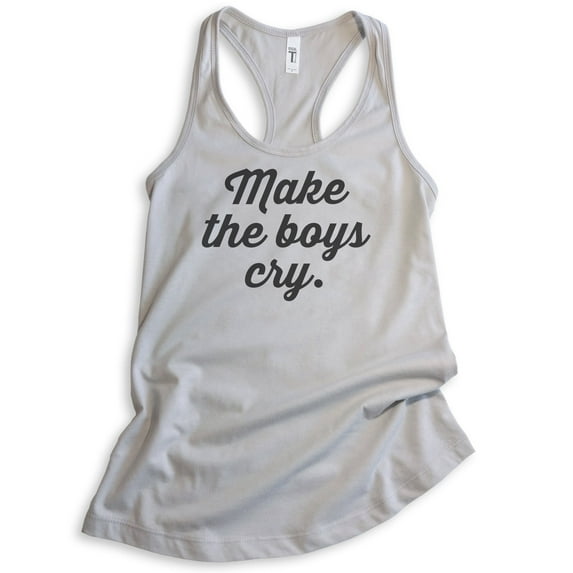 Make The Boys Cry Tank Top, Ladies Racerback Tank Top, Girlfriend Tank, Feminist Tank, Feminism Tank, Silver Gray, XX-Large