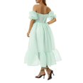thumbnail image 4 of Women Summer Puffy Tulle Princess Dress Solid Color Square Neck Short Sleeve Ruffle Hem A-Line Dress Plus Size, 4 of 6
