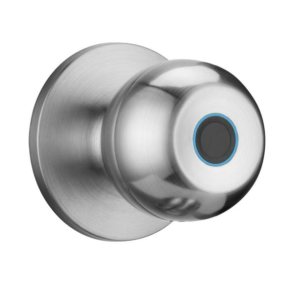 Doorknob with Fingerprint Lock, Bedroom Smart Door Knob, Keyless Entry Thumb Print Lock, for Front Door, Home, Apartment（silvery fingerprint）