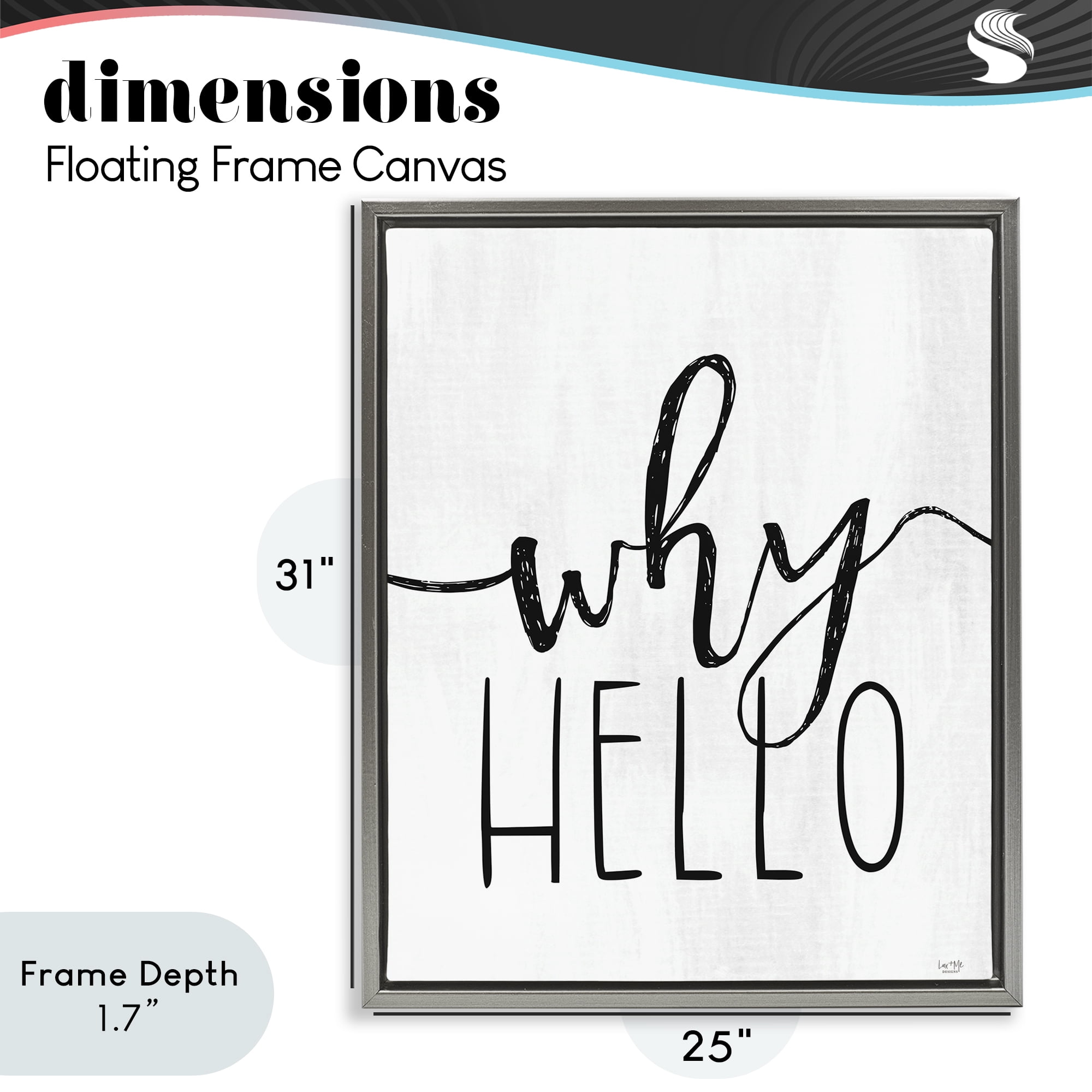Stupell Industries Why Hello Typography Gray Framed Floater Canvas Wall Art, design by Lux + Me Designs