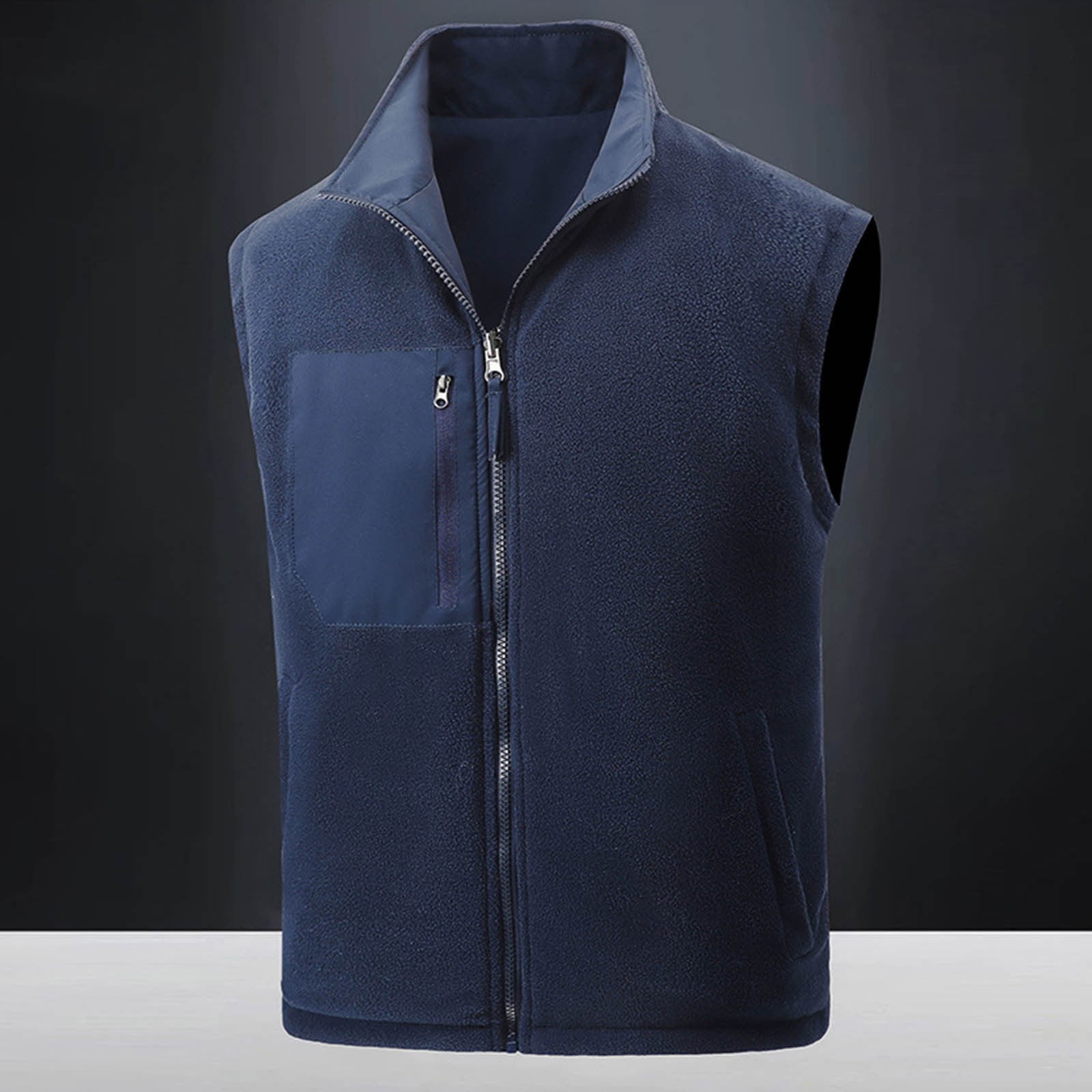 Zedker Men's Windproof Lightweight Golf Vest Outerwear Softshell Sleeveless Jacket for Running Hiking Sports with Pockets Navy XXXL
