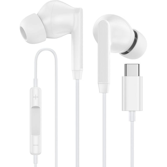 USB C Wired Earbuds Headphones for iPhone 16/16Pro Max/16 Pro/16 Plus/16e/15/15 Pro/15 Pro Max/15 Plus,Type C Wired Samsung Earbuds with Mic & Remote Control Earphones for Galaxy A17 S25 S24 S23 S22