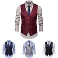 thumbnail image 6 of Joernso Pockets Removable White Strips Suit Vest Classic Solid Color Men Business Waistcoat Workwear, 6 of 8