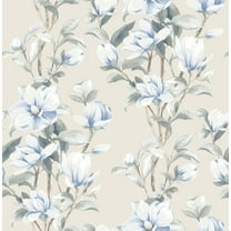 NextWall Linen & French Blue Magnolia Trail Peel and Stick Wallpaper