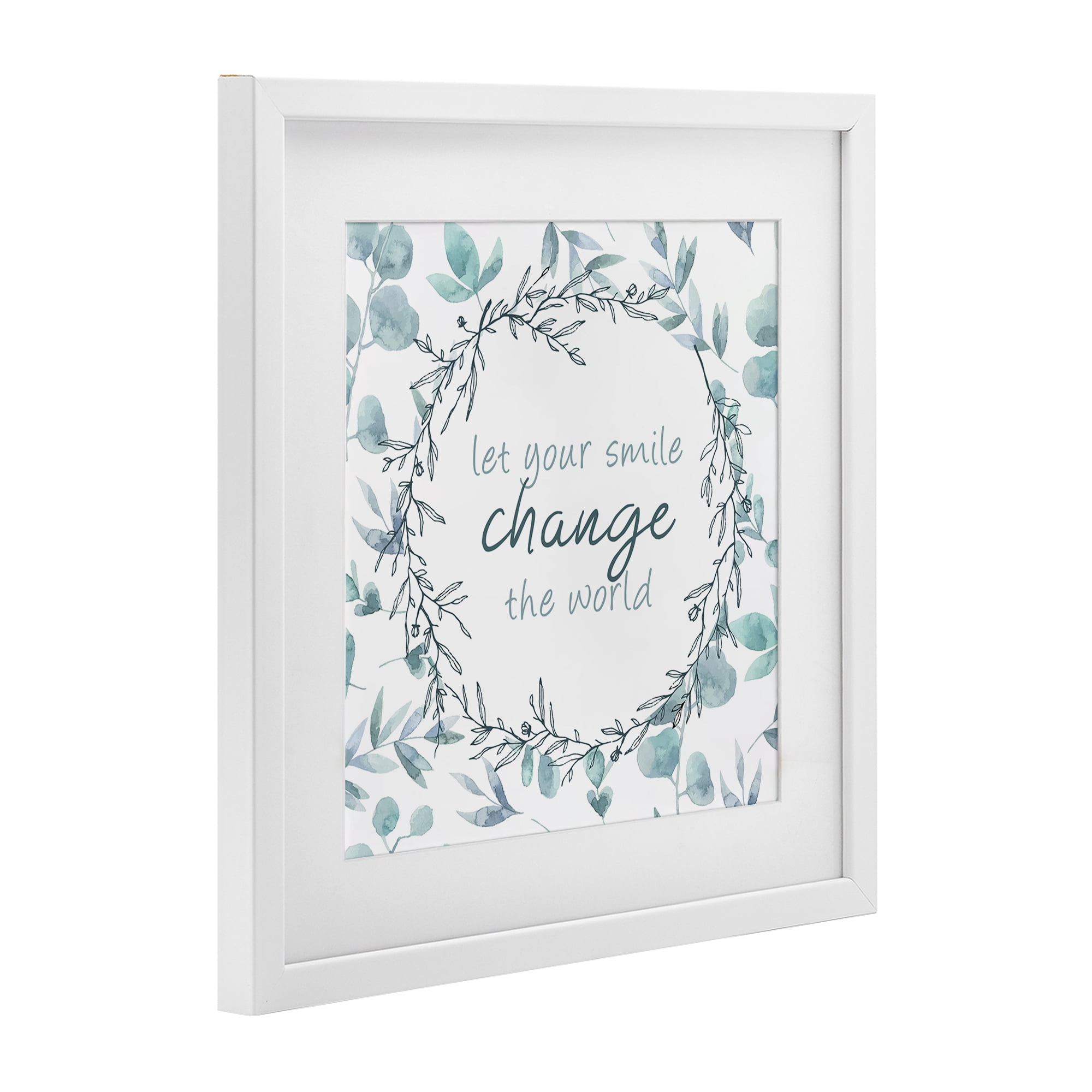 Stupell Industries Smile Change The World White Framed Print Under Glass, design by Kim Allen