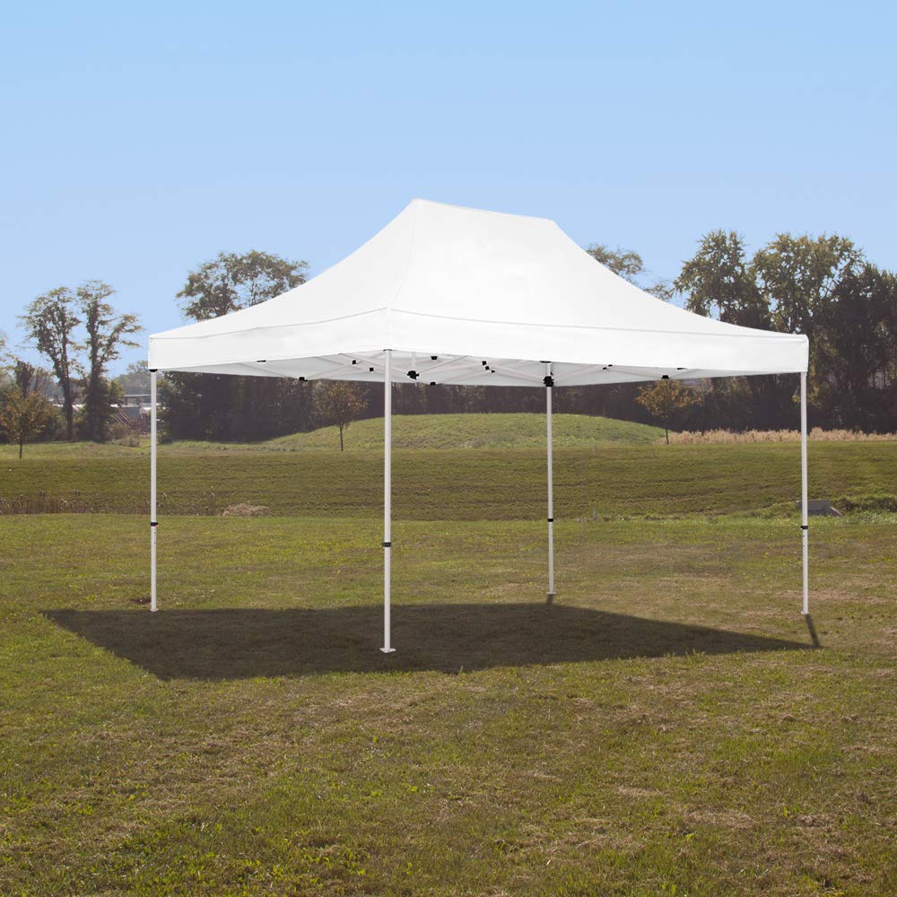 White 10x15 Pop Up Canopy Tent Durable Aluminum Frame with  Water-Resistant Polyester Fabric Top Sturdy Wheeled Canopy Bag and Stake  Kit Included (5 Color Options)