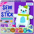 thumbnail image 1 of Kit de costura EZCRA 8 en 1 para niños, kits de manualidades de 4 a 8 años con pegatinas, 1 of 7