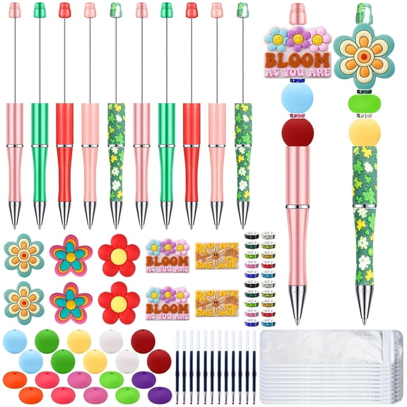 10set Beadable Pens Kit Beaded Pens Diy Pen Making Kit for Pen Supplies Cute Pen Beads Bulk Office Present